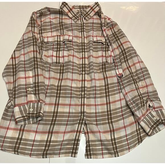 Woman’s Lauren Ralph Lauren 3X Plaid Button-Down Shirt - Roll Tab Sleeves - Picture 7 of 10